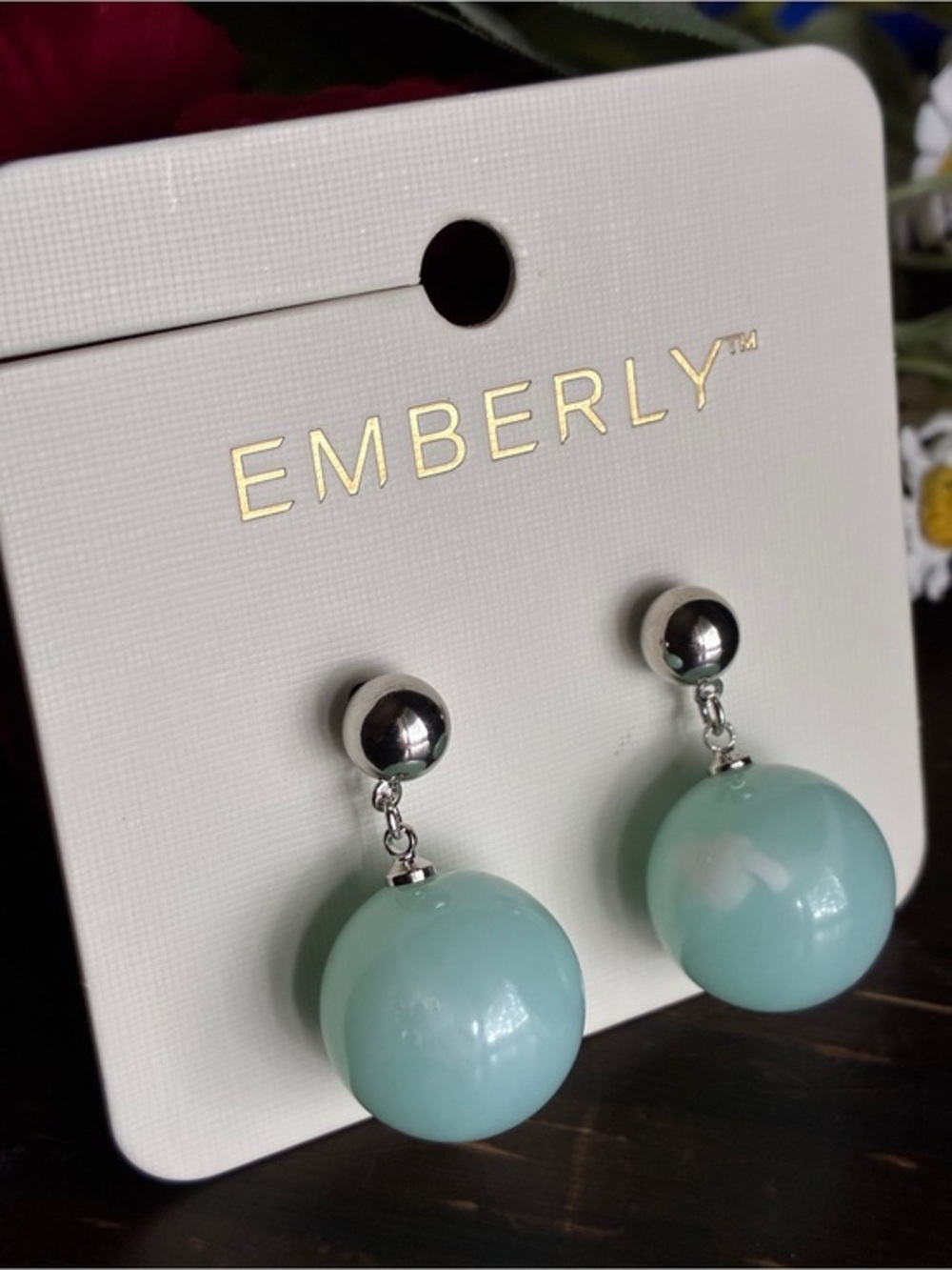 Emberly Mint Drop Ball Earrings by Emberly